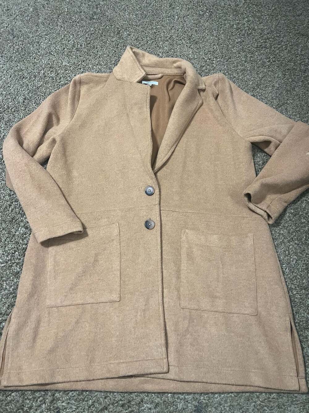 Maurices Tan Corduroy Texture Button-Front Long Jacket